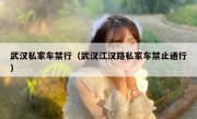 武汉私家车禁行（武汉江汉路私家车禁止通行） 