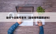 雄安今日限号查询（雄安限号最新通知）