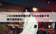 2020成都最新限行表（2020成都车辆限行最新规定） 
