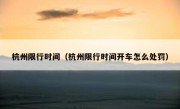 杭州限行时间（杭州限行时间开车怎么处罚） 