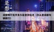 成都限行处罚多久能查到信息（怎么查成都车辆限行） 