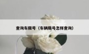 查询车限号（车辆限号怎样查询） 