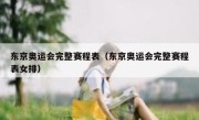东京奥运会完整赛程表（东京奥运会完整赛程表女排） 