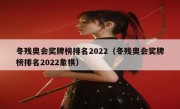 冬残奥会奖牌榜排名2022（冬残奥会奖牌榜排名2022象棋） 