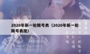 2020年新一轮限号表（2020年新一轮限号表现） 
