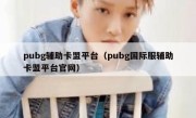 pubg辅助卡盟平台（pubg国际服辅助卡盟平台官网） 