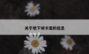 关于地下城卡盟的信息 