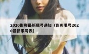 2020邯郸最新限号通知（邯郸限号2020最新限号表） 