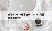交管123123违章查询（12313交管网违章查询）