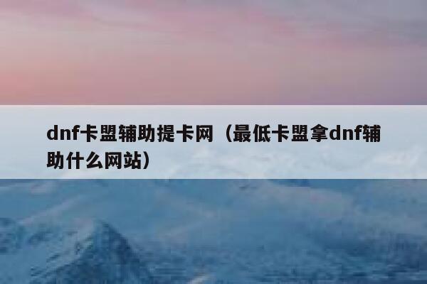 dnf卡盟辅助提卡网（最低卡盟拿dnf辅助什么网站）  第1张
