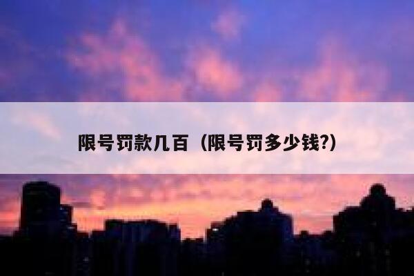 限号罚款几百（限号罚多少钱?）  第1张