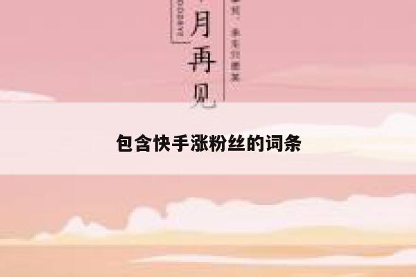 包含快手涨粉丝的词条  第1张